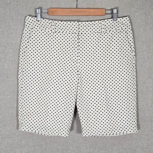 Ann Taylor Women's Curvy Polka Dot Bermuda Shorts Cream Black 6